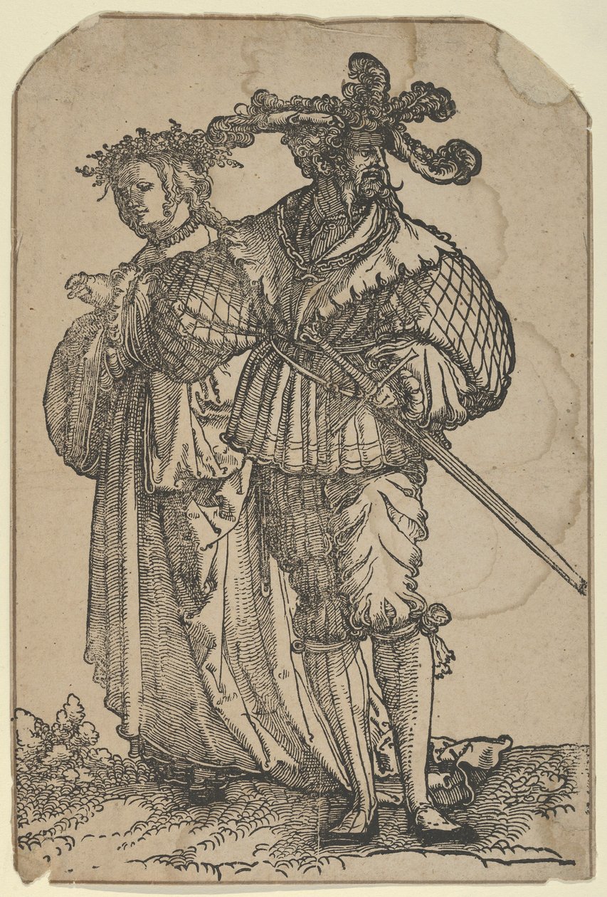 Dancing Couple I, The Wedding Dancers restrike. tekijältä Hans Schäufelein the Elder
