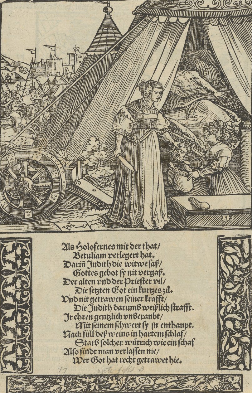 Judith Holophernesin pään kanssa, Das Büchlen muistomerkistä, 1533. tekijältä Hans Schäufelein the Elder