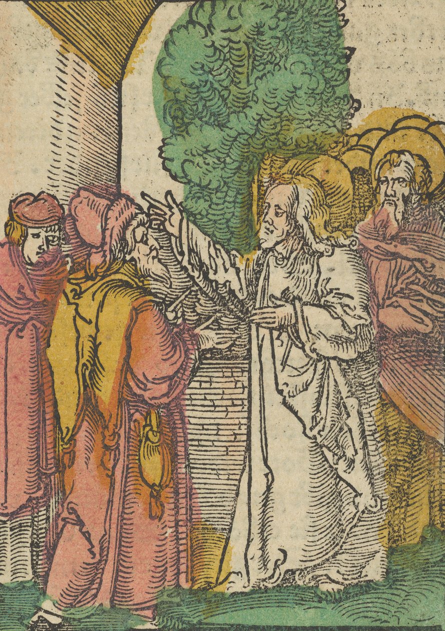 Vertaus fariseuksista ja veronkantajasta Das Plenariumista, 1517. tekijältä Hans Schäufelein the Elder