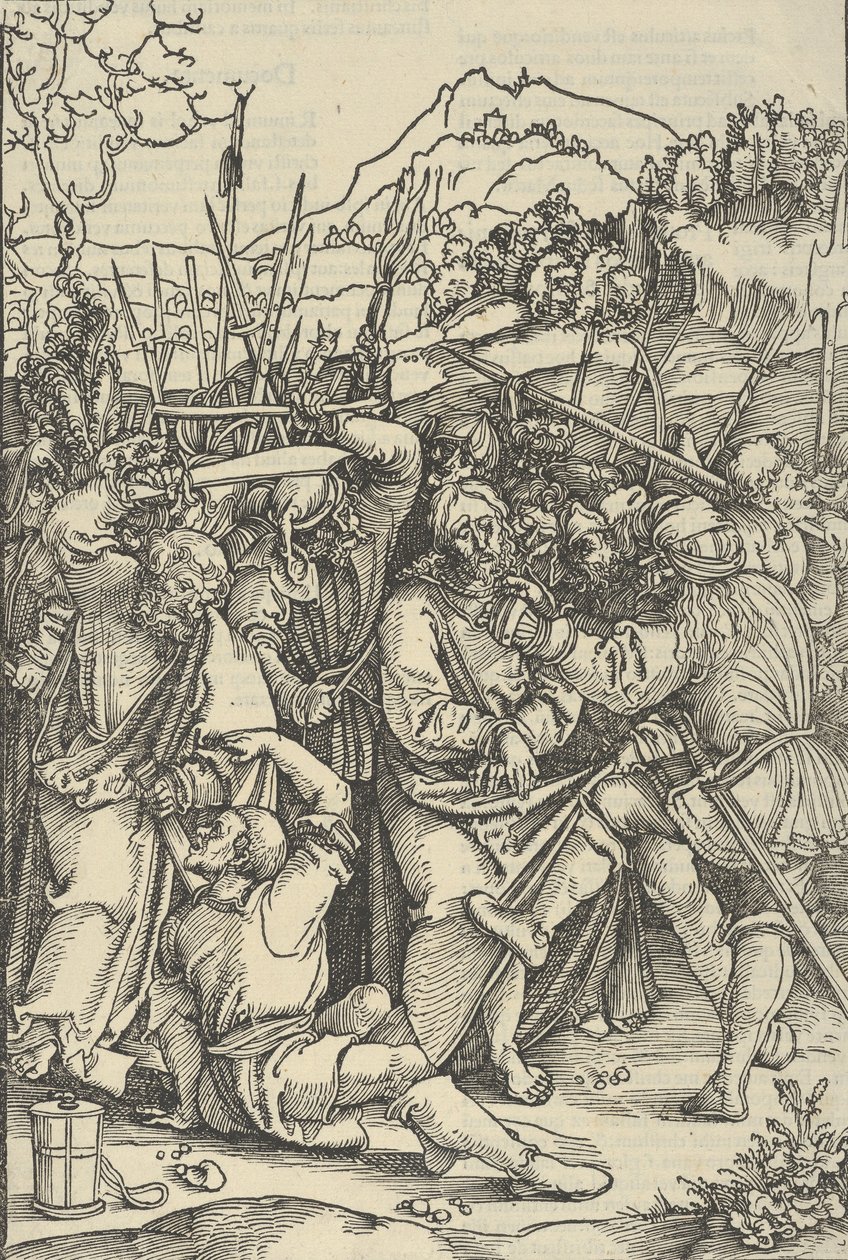 Kristuksen pidätys, Herramme Jeesuksen Kristuksen kärsimyksen peilistä, 1507. tekijältä Hans Schäufelein the Elder
