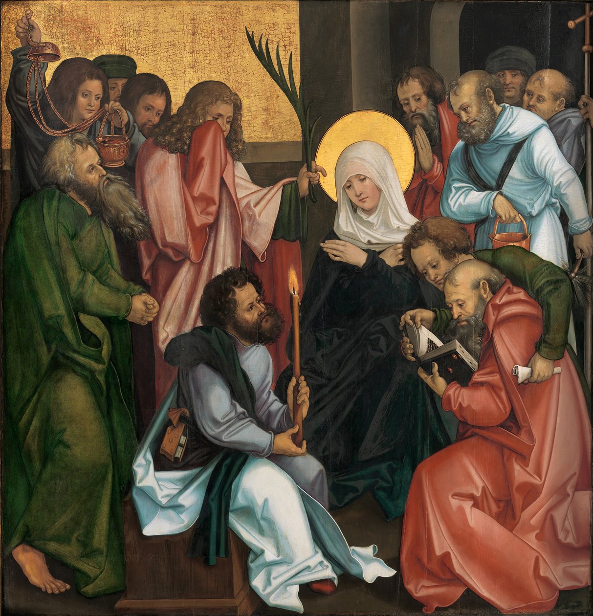 Neitsyen Dormition, käänteinen Kristus kantaa ristiä, n. 1510. tekijältä Hans Schäufelein the Elder