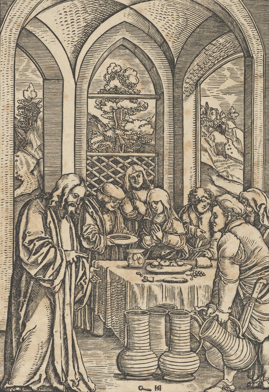Häät Kaanassa, Kristuksen elämästä, n. 1511-12. tekijältä Hans Schäufelein the Elder