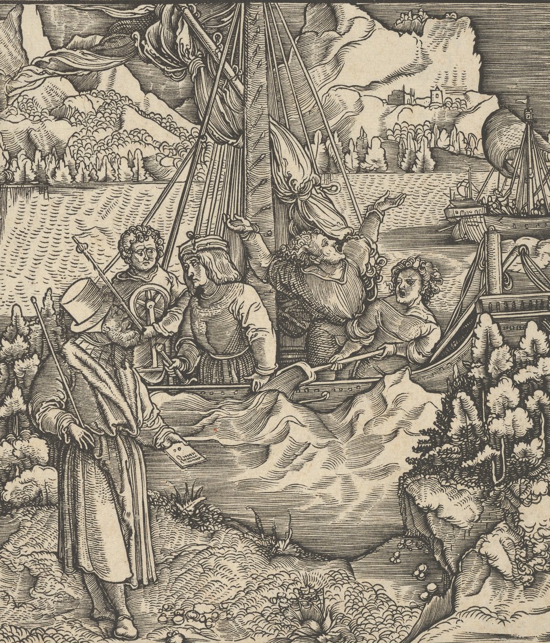 Unfalo vaarantaa Theuerdanckin laivan, Theuerdanckista, 1517. tekijältä Hans Schäufelein the Elder