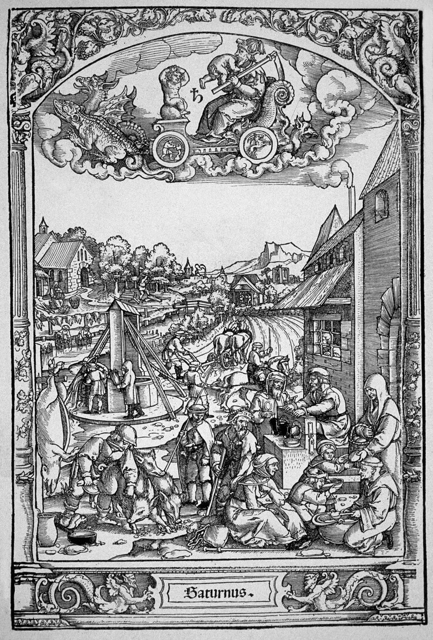Saturnus (puukaiverrus) tekijältä Hans Sebald (School of) Beham