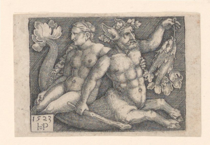 Triton ja nymfi tekijältä Hans Sebald Beham