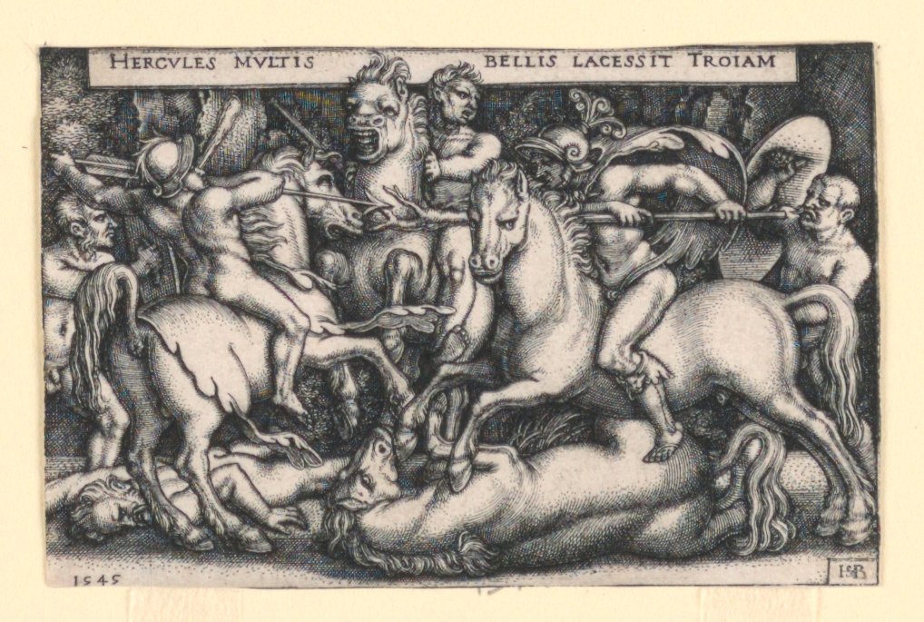 Hercules taistelee troijalaisia vastaan tekijältä Hans Sebald Beham
