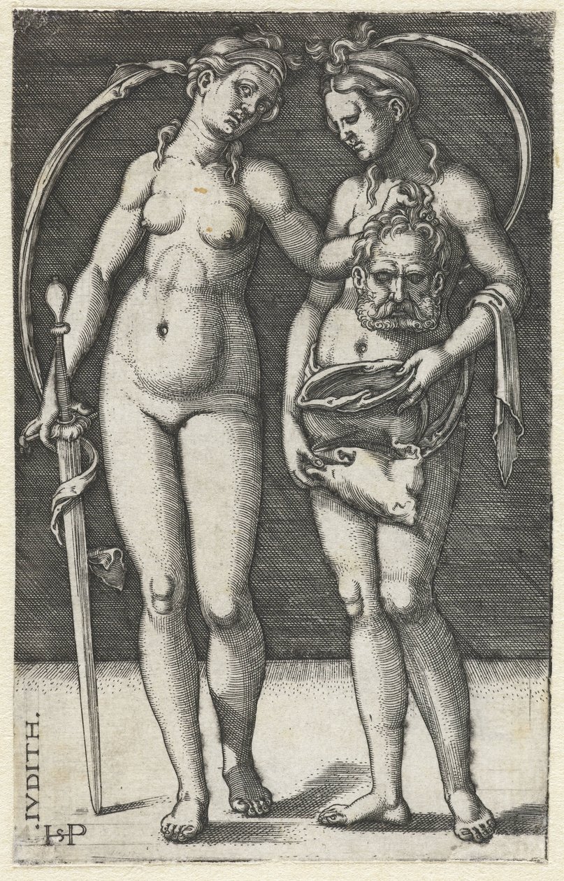 Judith Holofernesin pään ja palvelijan kanssa Judith (otsikko esineessä) tekijältä Hans Sebald Beham