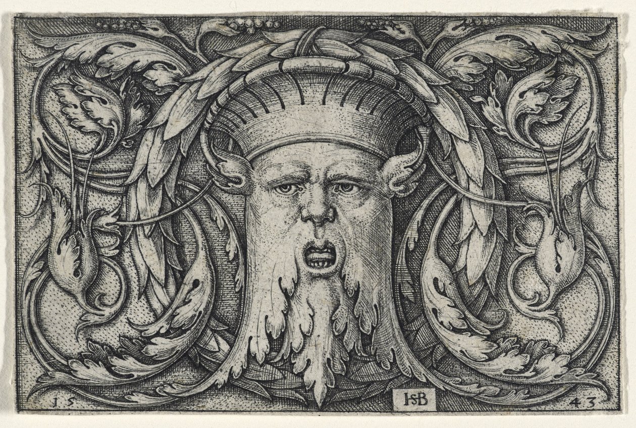 Mascaron, 1543 (kaiverrus paperille) tekijältä Hans Sebald Beham