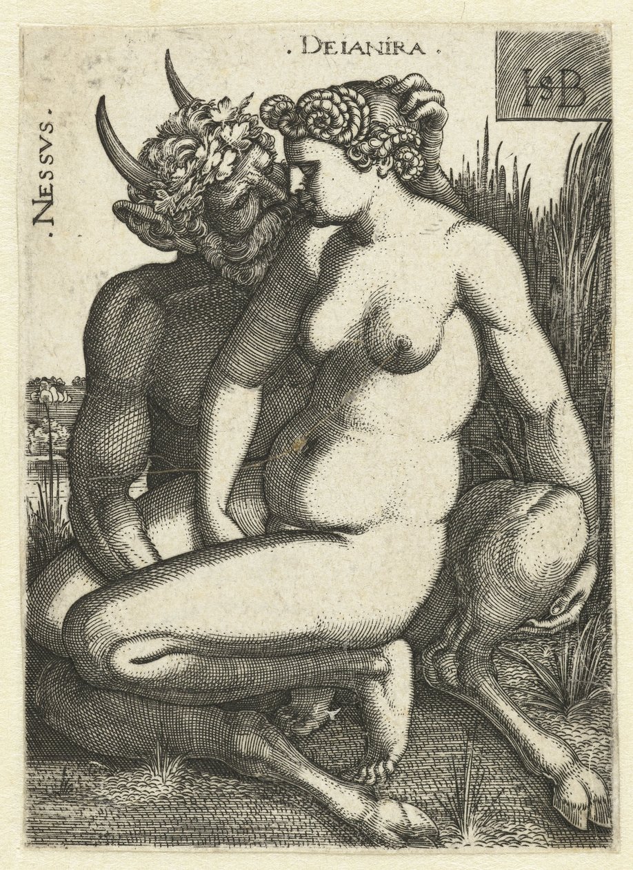 Nessus en Deïnira Nessvs Deianira (otsikko esineessä) tekijältä Hans Sebald Beham