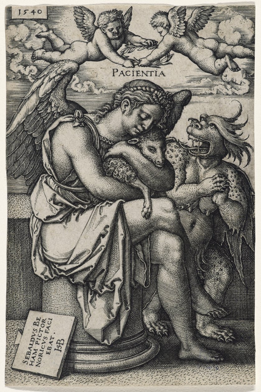 Patience (Die Geduld), 1540 (kaiverrus paperille) tekijältä Hans Sebald Beham