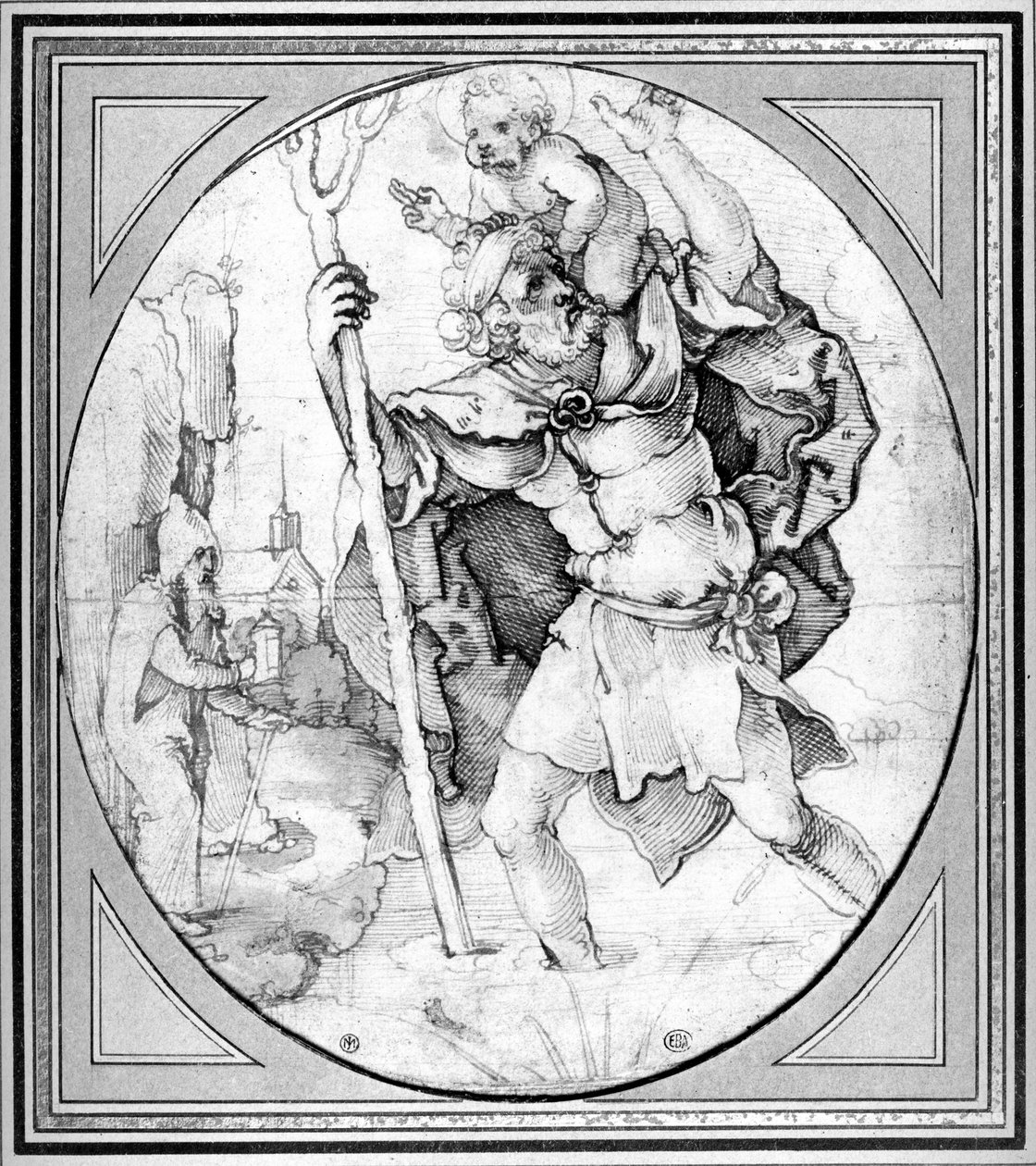Saint Christopher (kynä ja muste paperille) tekijältä Hans Sebald Beham