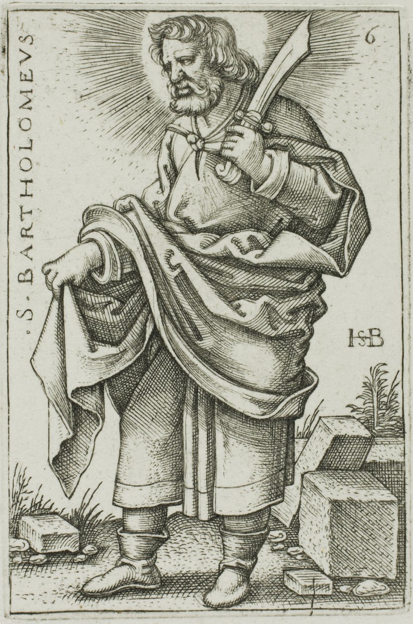 Pyhä Bartolomeus, levy 6 teoksesta 12 apostolia tekijältä Hans Sebald Beham
