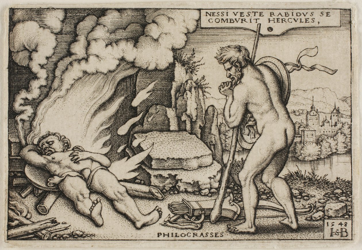 The Death of Hercules, teoksesta The Labors of Hercules tekijältä Hans Sebald Beham