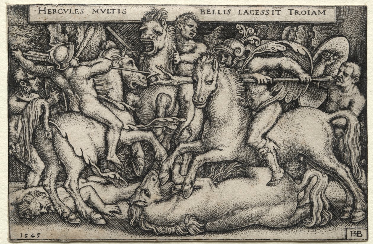 Herculesin työt: Herkules valloittaa Troijan, 1545. tekijältä Hans Sebald Beham