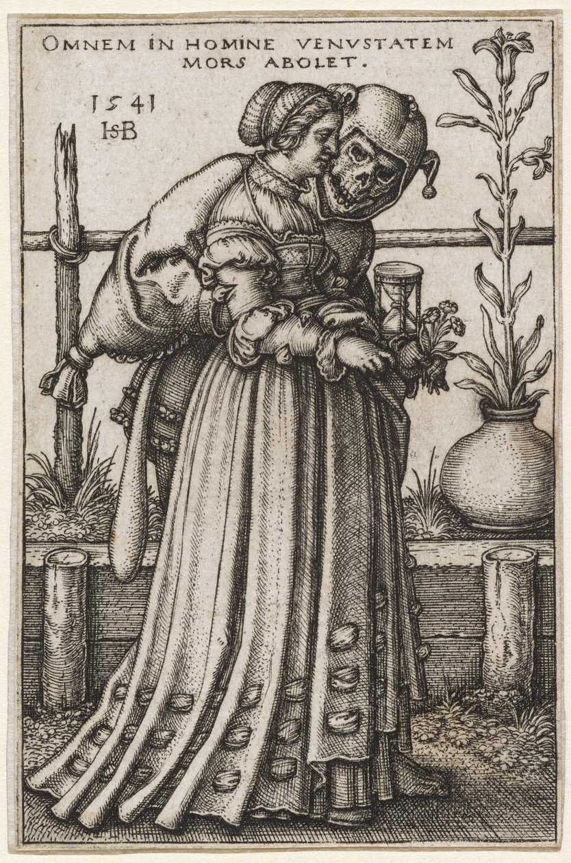 The Lady and Death, 1541 (kuparikaiverrus) tekijältä Hans Sebald Beham