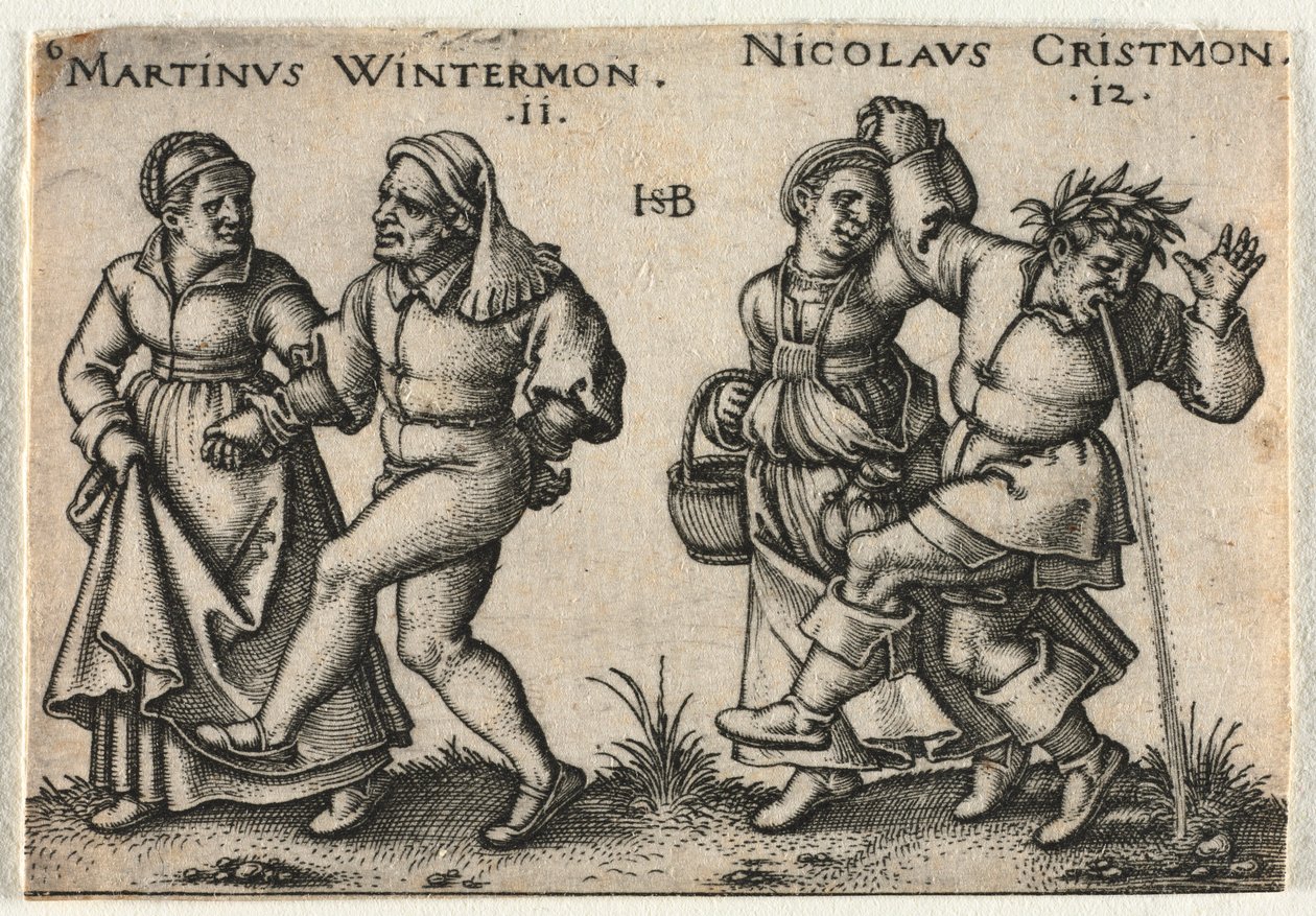 Talonpoikahäät tai kaksitoista kuukautta: 11-Martinus Wintermon 12-Nicolaus Cristmon, 1546. tekijältä Hans Sebald Beham