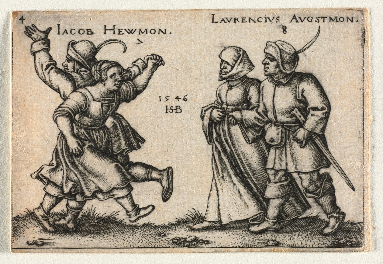Talonpoikahäät tai kaksitoista kuukautta: 7 Jacob Hewmon 8-Laurencius Augstmon tekijältä Hans Sebald Beham