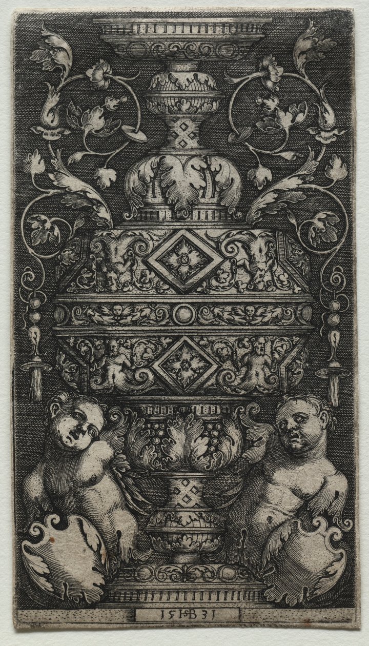Lapsilla koristeltu maljakko, 1531. tekijältä Hans Sebald Beham