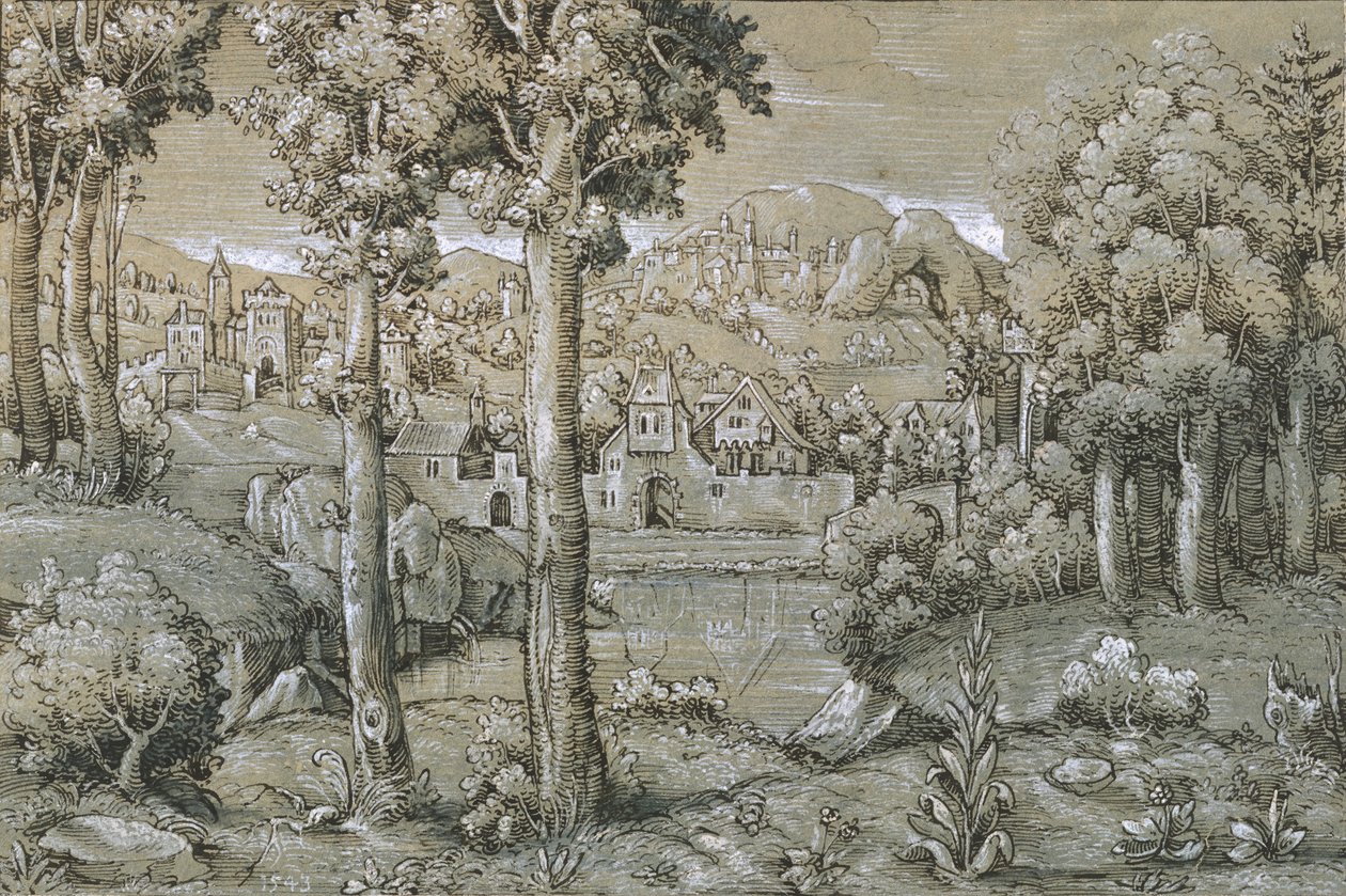 Kuvitteellinen maisema, 1543. tekijältä Hans Sebald Lautensack