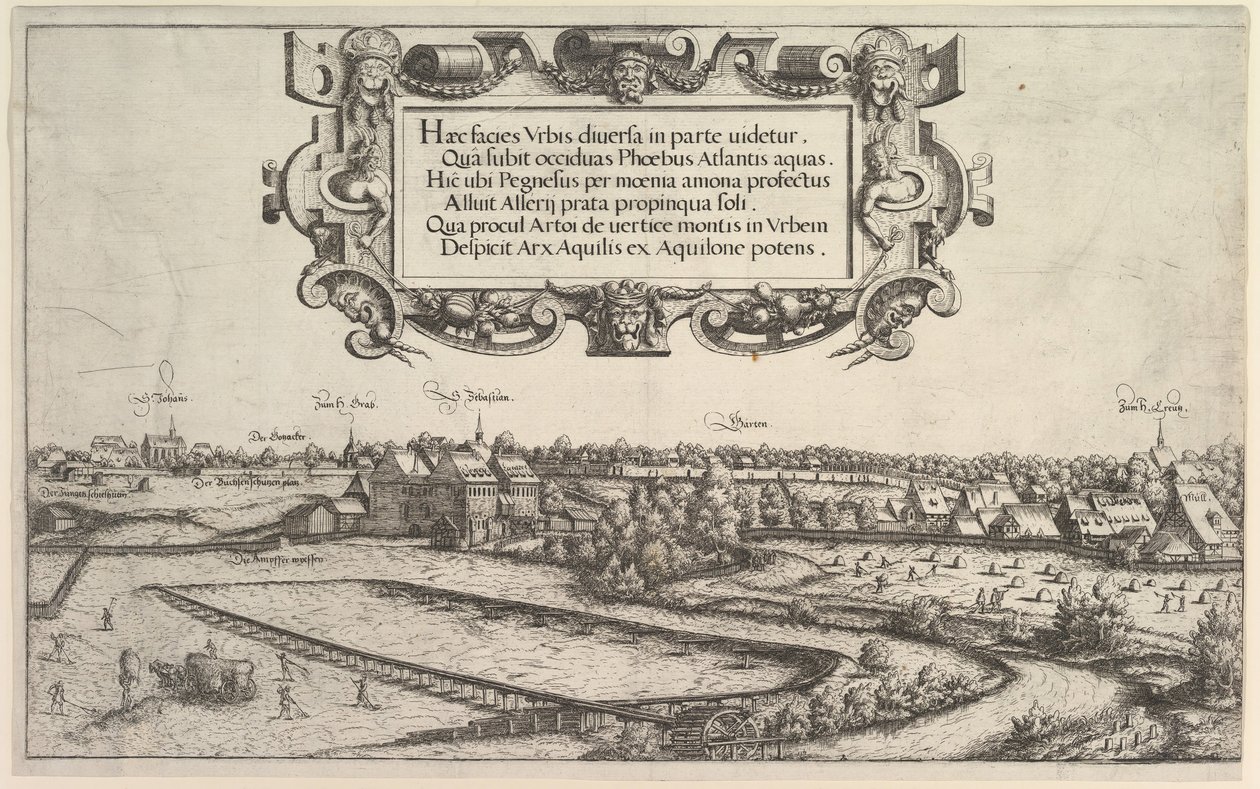 Näkymä Nürnbergiin lännestä, 1552. tekijältä Hans Sebald Lautensack