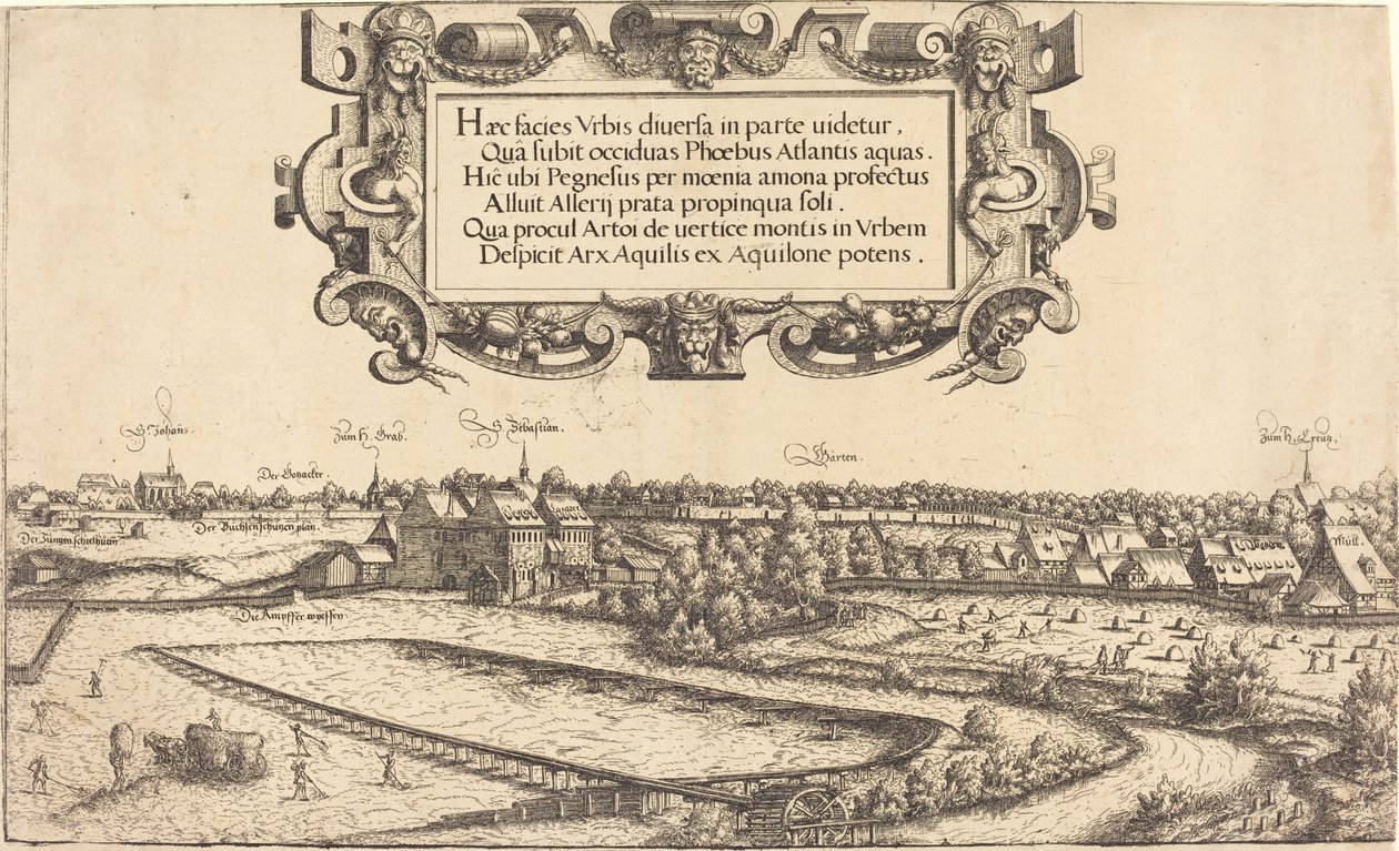 Näkymä Nürnbergiin lännestä [vasen osa], 1552. tekijältä Hans Sebald Lautensack