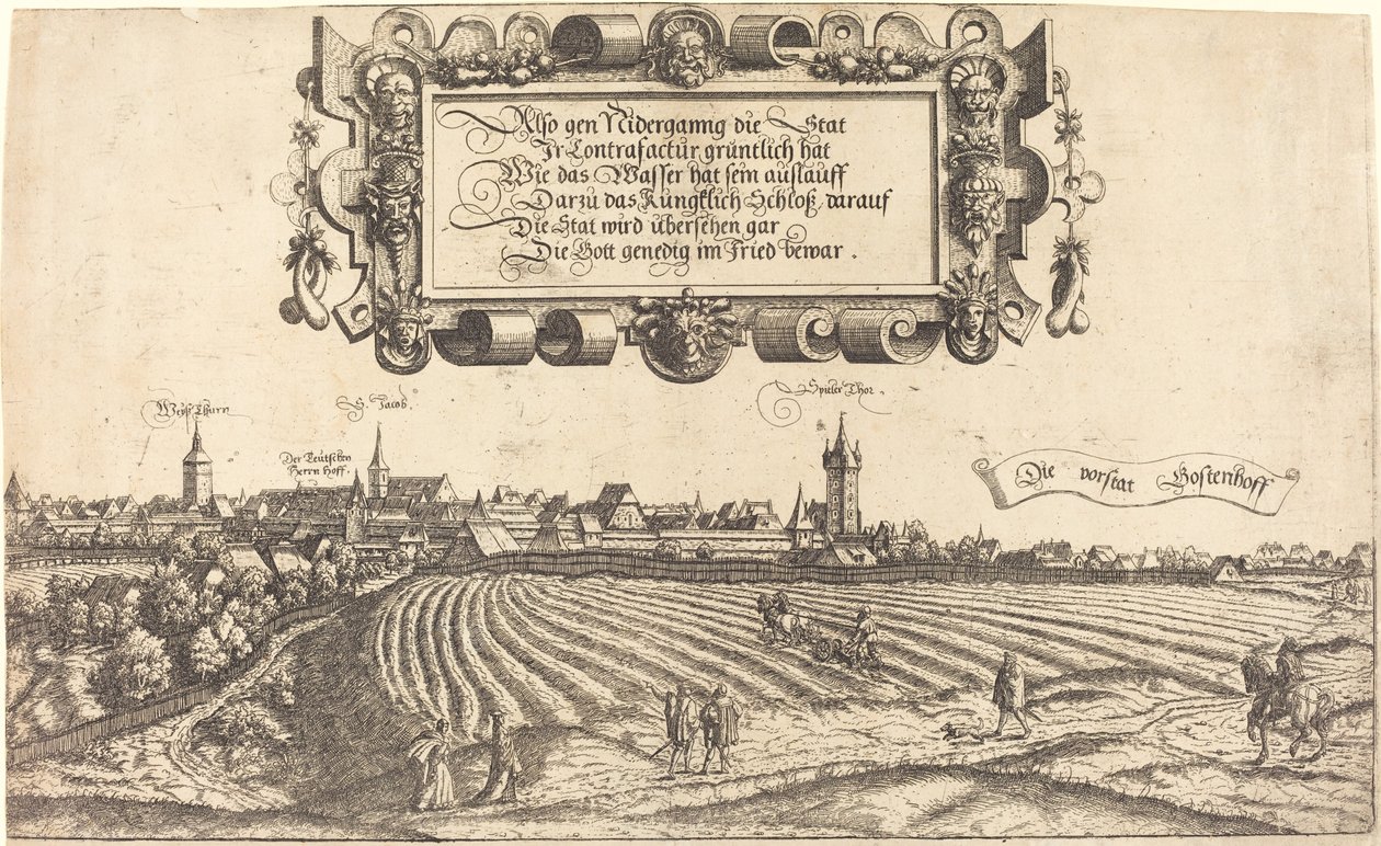Näkymä Nürnbergiin lännestä [oikea osa], 1552. tekijältä Hans Sebald Lautensack