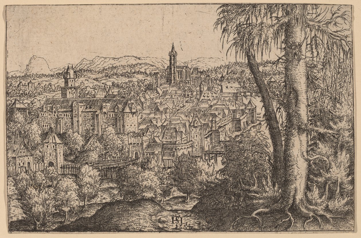 Näkymä Steyristä Ennsissä, 1554. tekijältä Hans Sebald Lautensack