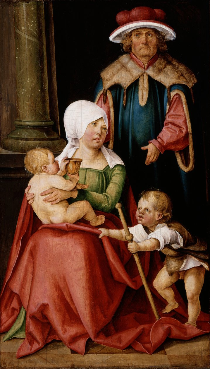 Maria Salome ja Sebedeus poikiensa Jaakob Suuren ja evankelista Johanneksen kanssa, noin 1511 (öljy paneelille). tekijältä Hans Suess Kulmbach