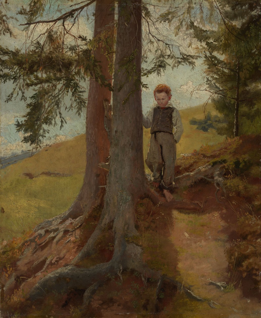 Talonpoikaispoika metsän reunassa tekijältä Hans Thoma