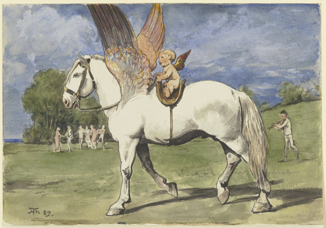 Cherub on Pegasus tekijältä Hans Thoma