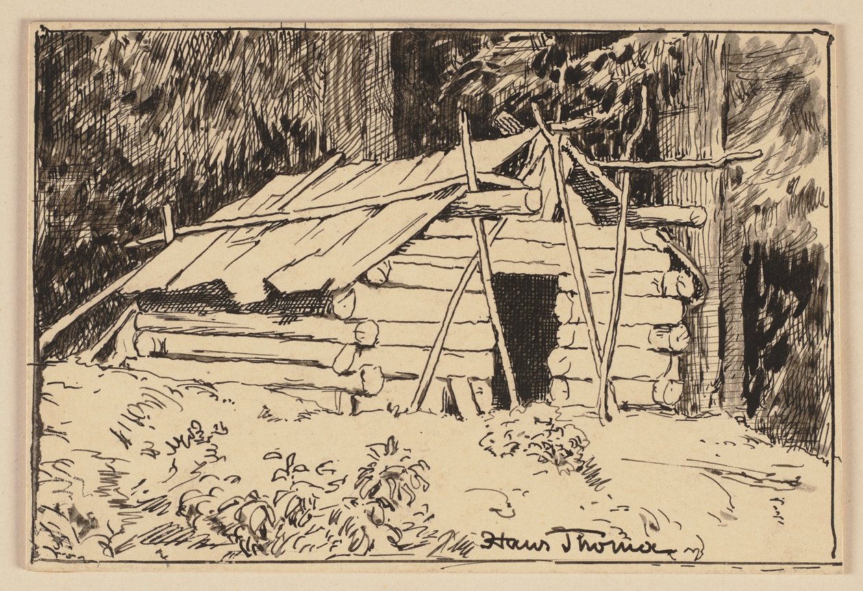 Piirros oppikirjaan: Mökki tekijältä Hans Thoma