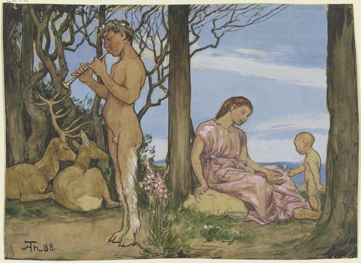 Fauni ja nymfi tekijältä Hans Thoma
