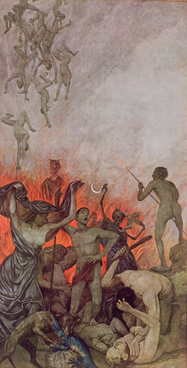 Helvetti, kuvitus "Festkalenderista", julkaistu Leipzigissä n. 1910 tekijältä Hans Thoma