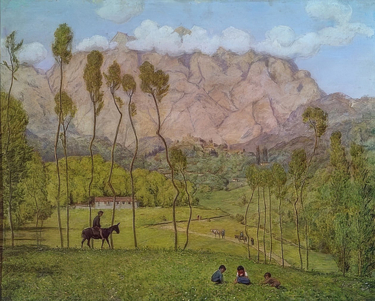 Maisema lähellä Carraraa. Noin 1910 tekijältä Hans Thoma