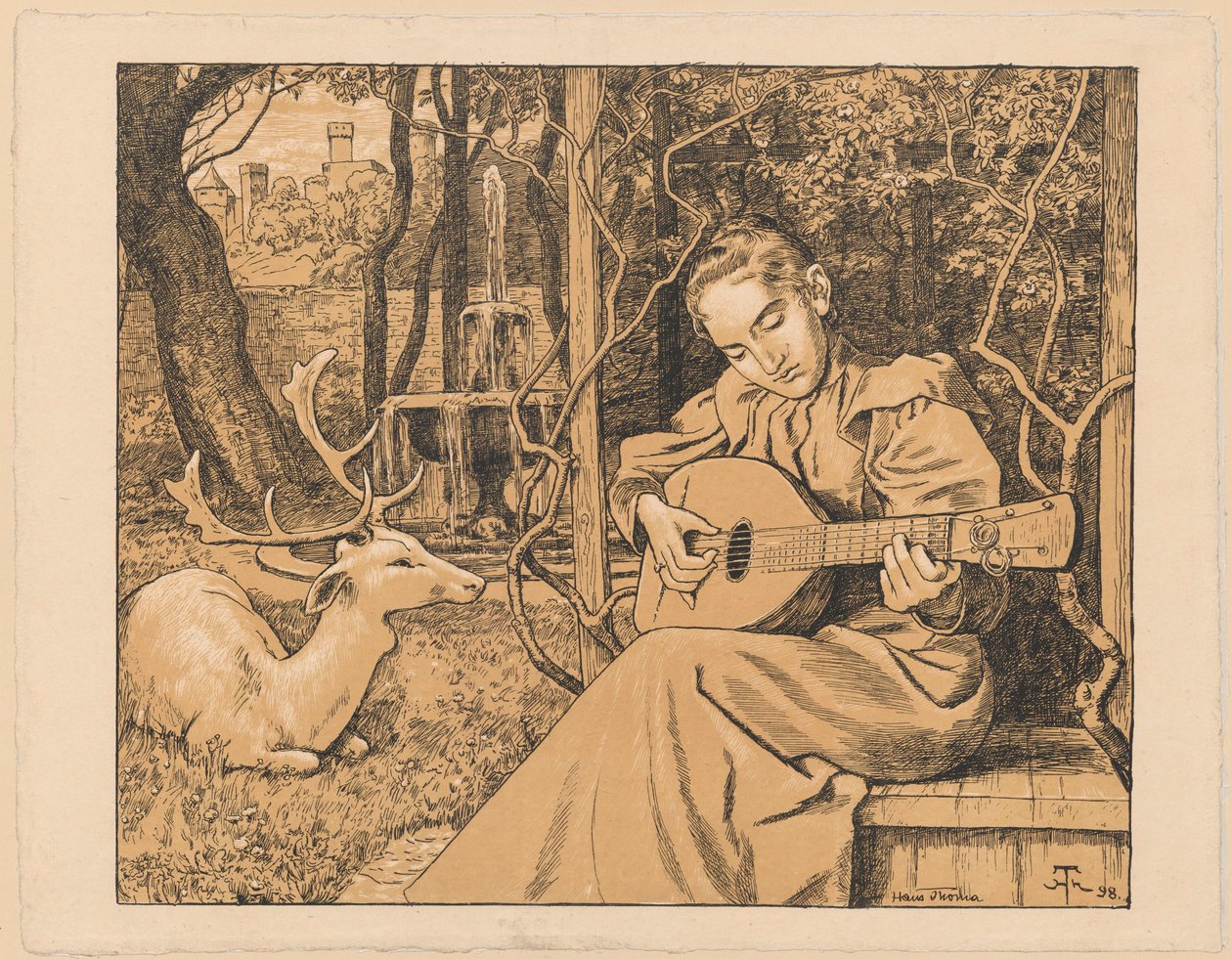 Lutunsoittaja. Musiikin allegoria tekijältä Hans Thoma
