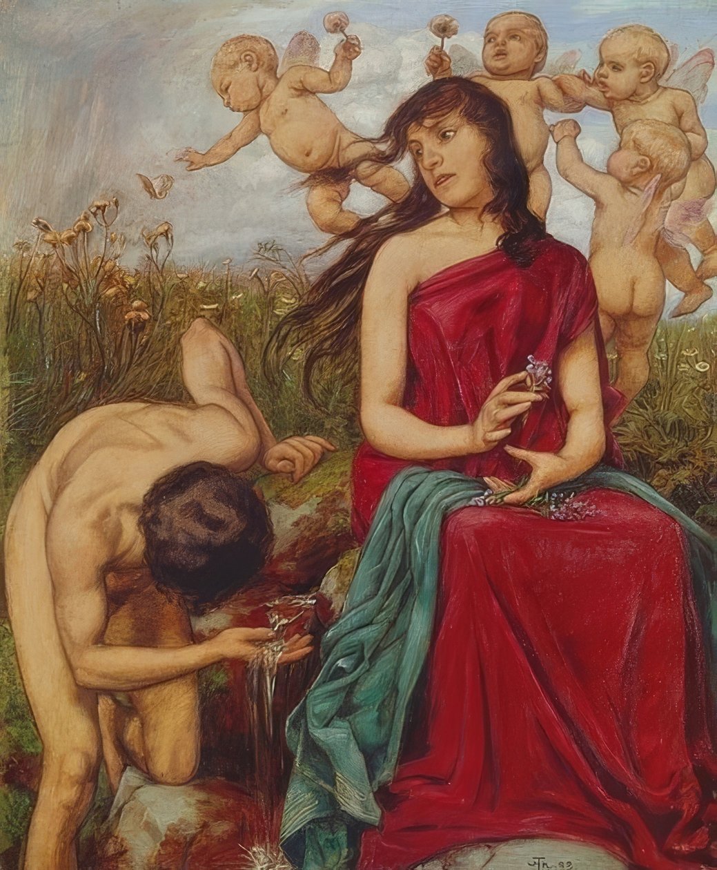 Quellennymphe. 1888 tekijältä Hans Thoma