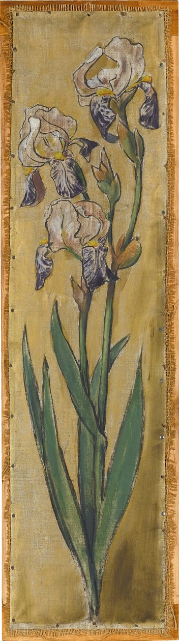 Wandfries aus dem Musiksaal des Hauses Pringsheim, München: Vase mit Schwertlilien tekijältä Hans Thoma