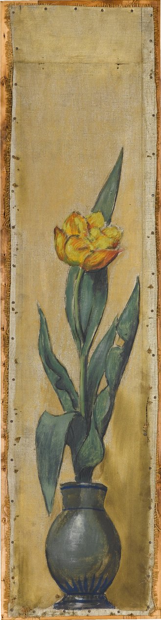 Wandfries aus dem Musiksaal des Hauses Pringsheim, München: Vase mit gelber Tulpe. Rechts von Inv.-Nr. 1927 tekijältä Hans Thoma