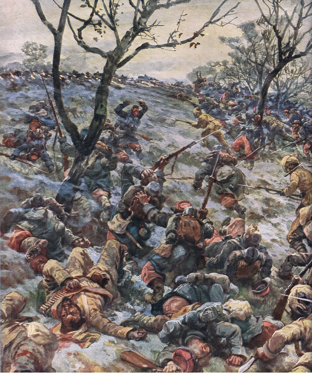 Ranskan etulinjan romahtaminen Pubista The Illustrated History of the World War 1914-1915. kirjoittanut Union Berlagsefellfchaft tekijältä Hans W. Schmidt