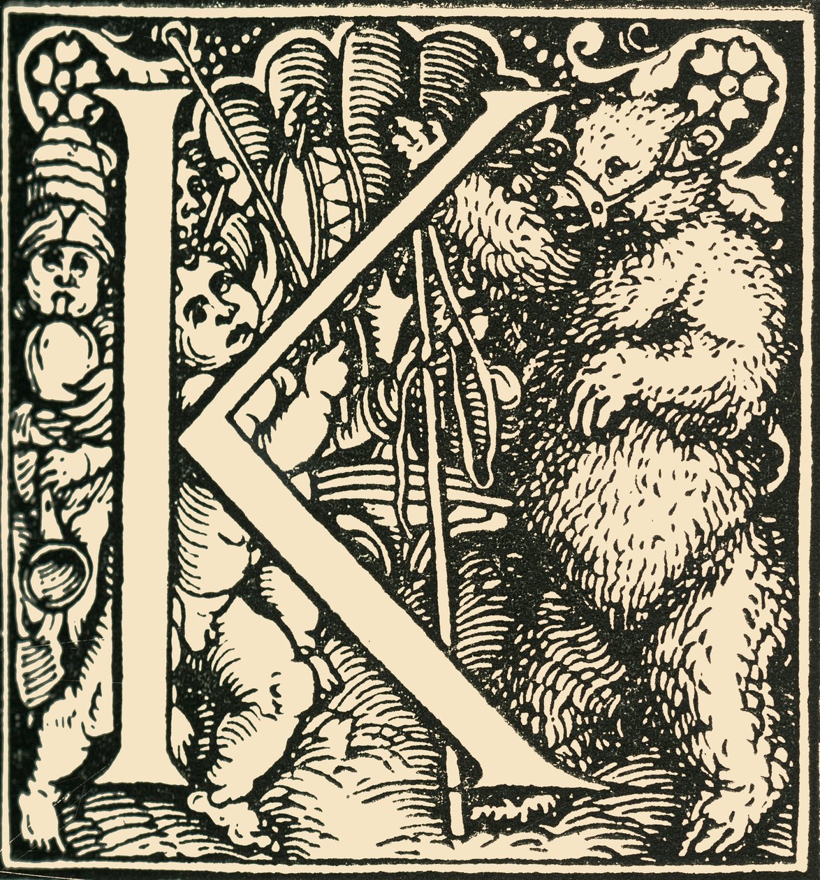 K - Hans Weiditzin aakkoset, c1520-1521, 1908. tekijältä Hans Weiditz