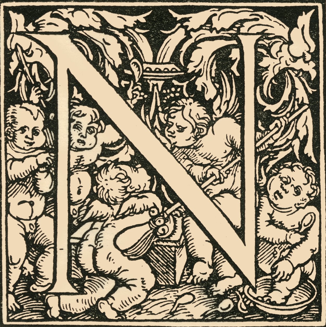 N - Hans Weiditzin aakkoset, c1520-1521, 1908. tekijältä Hans Weiditz
