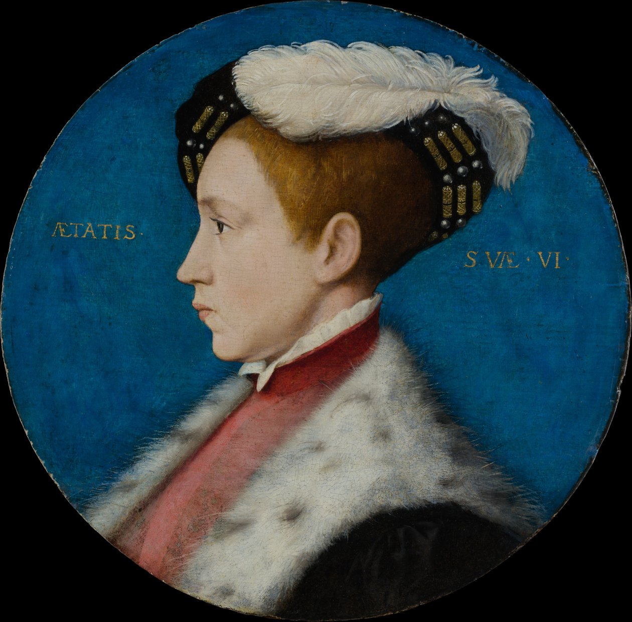 Edward VI, noin 1545 (öljy ja kulta tammelle). tekijältä Hans after Holbein the Younger
