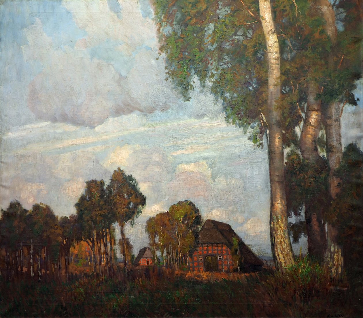 Iltavalo ja pienet mökit tekijältä Hans am Ende