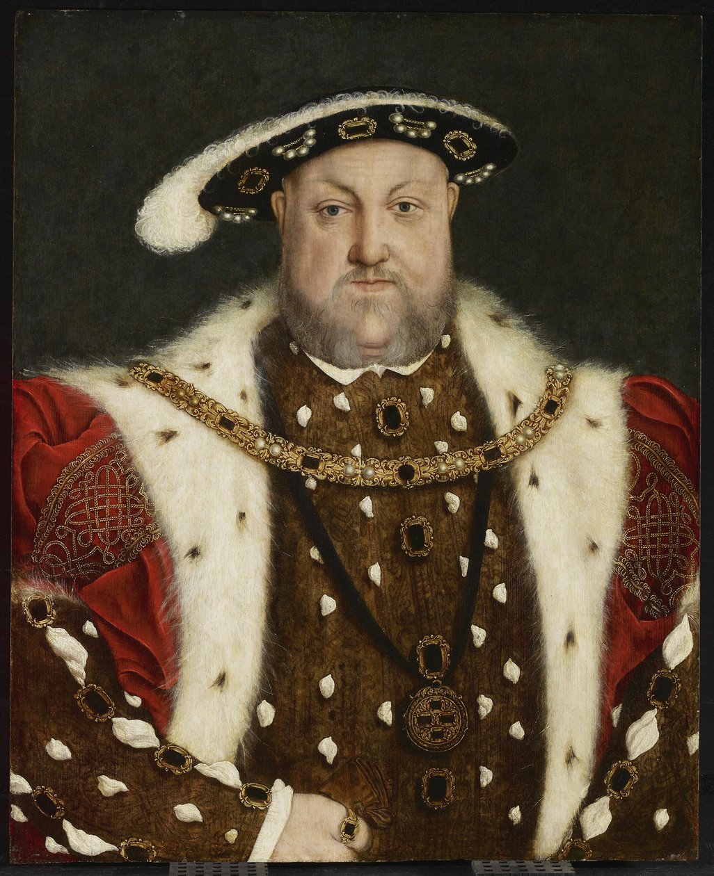Henry VIII:n muotokuva, 1500-luvun toinen puoli (öljy tammilevylle) tekijältä Hans circle of Holbein the Younger
