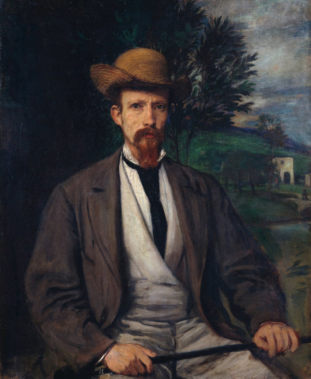 Omakuva keltaisella hatulla, 1874 tekijältä Hans von Marées