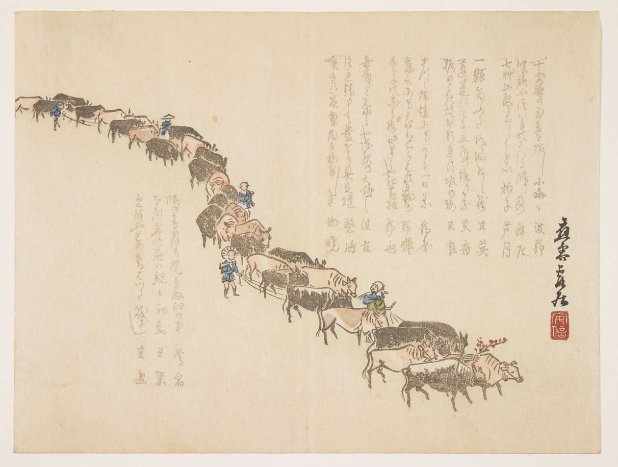 (Härkien käsittely), tammikuu 1865 tekijältä Hanzan Matsukawa