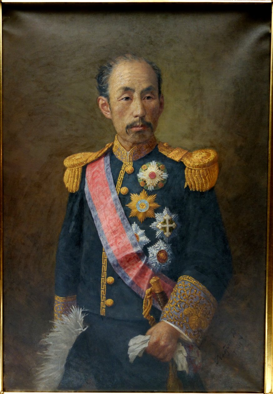 Sanjo Sanetomin muotokuva (1837-1891) tekijältä Harada Naojiro