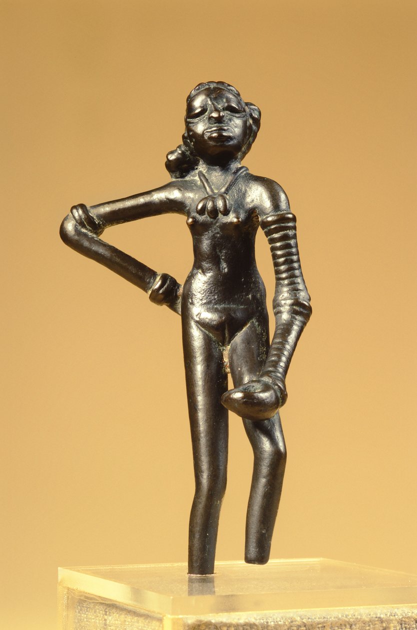 Nuoren tanssijan hahmo, Mohenjo-Daro, Indus Valley, Pakistan, 3000-1500 eKr. (pronssi) tekijältä Harappan
