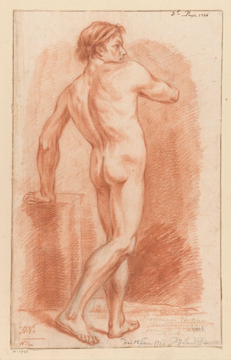 Nu masculí dempeus, vist des del darrere (3r premi 1766)acabat tekijältä Harmanus Vinkeles