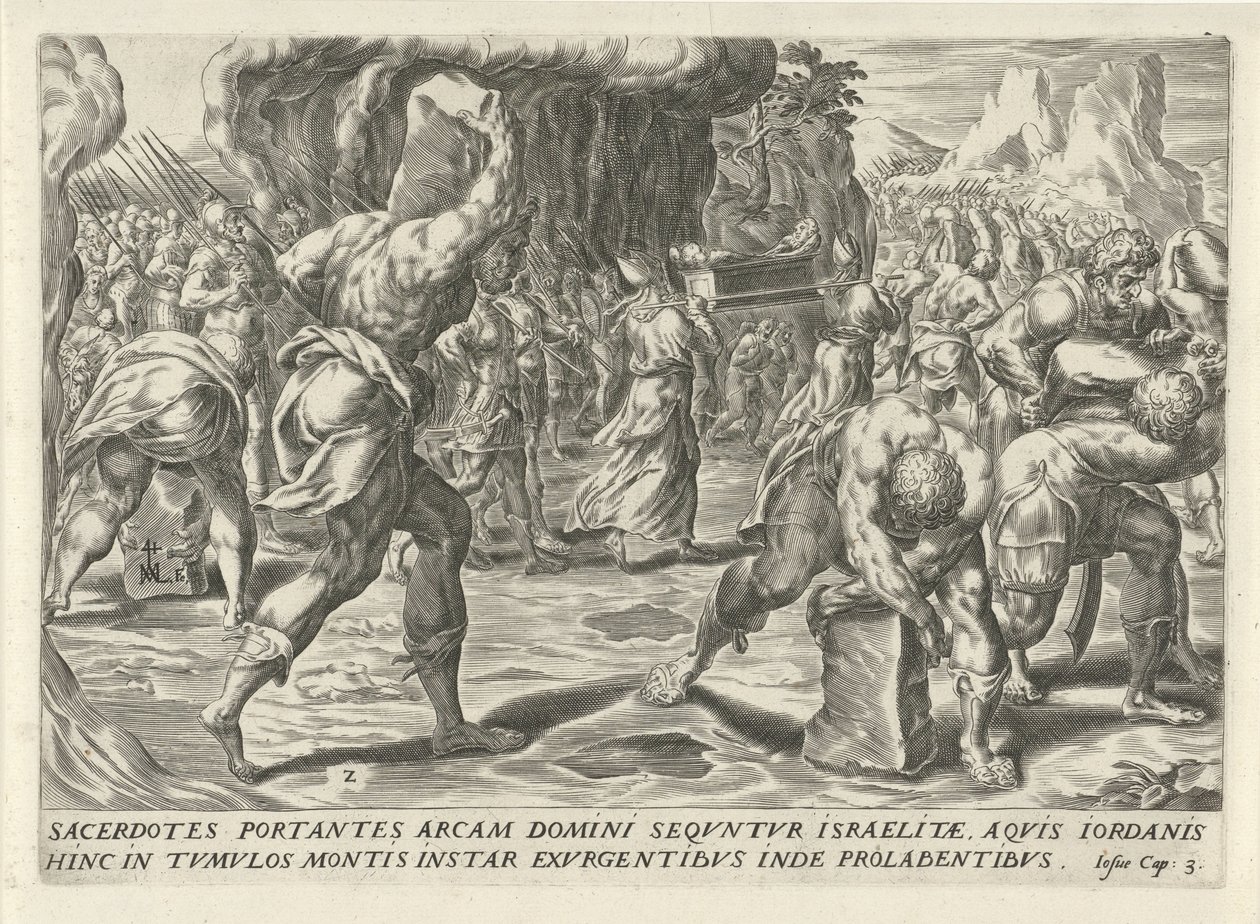 Jordan-joen ylittäminen The History of Joshua (sarjan nimi) tekijältä Harmen Jansz Muller
